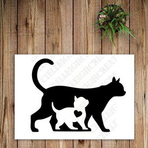 *2 for $20* Mama and Baby Cat vinyl decal Sticker Handcrafted Family